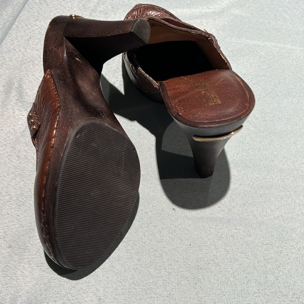 Michael Kors Wooden High Heel Clogs real leather Size 8. B56 - Picture 9 of 10